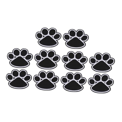 Didiseaon 10 Stück Aufkleber für Hundepfoten Pads Patch mit Tierapplikation Haustier Kleidungsstück Patch Welpe Motive swor Einfaches Aufnähen bügeleisen Hundepfotenfleck Stoffzubehör Black von Didiseaon