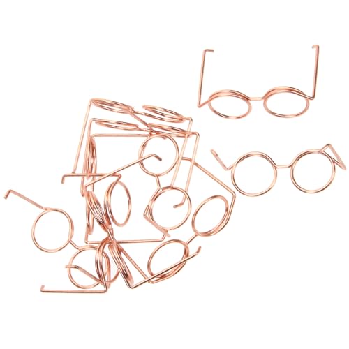 Didiseaon 10 Stück Metallbrille Mini -Puppenbrille kleine Puppenbrille kindertagsgeschenke puppenkleidung Babykleidung Umrandete Puppensonnenbrille Brille für Puppe Rose Gold von Didiseaon