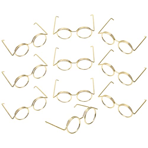 Didiseaon 10 Stück Metallbrille kindertagsgeschenke puppenkleidung Geburtstagsgeschenke metallrahmen Brillen für Puppen Rand Mini schnapsgläser Brille für Puppe Puppenbrille Golden von Didiseaon