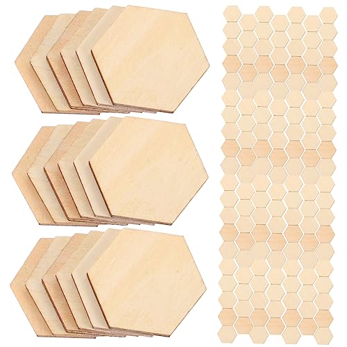 Didiseaon 100 Stück Sechseckige Holzstücke Buchenholz Diy Bastelornamente für Hochzeiten Geburtstage und Weihnachten Unbeschichtet Natürliche Dekorationen für Kreative Projekte von Didiseaon