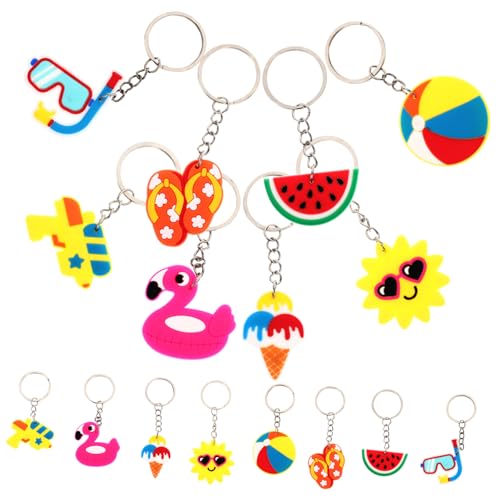 Didiseaon 16 Stück Hawaiischer Schlüsselanhänger Quaste Sommer Geburtstag Cool Party Schlüsselbund Funkeln Strand Blätter Dekoration Spaß Schöner Schlüsselanhänger Pvc von Didiseaon
