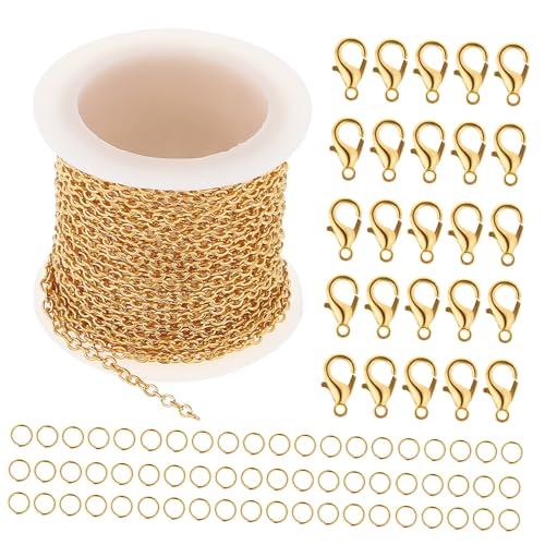 Didiseaon 1Satz Armbandketten und Karabinerverschlüsse DIY Schmuckherstellungskette mit Verbindungsringen für Designprojekte Langlebiges und Anlaufgeschütztes Material von Didiseaon