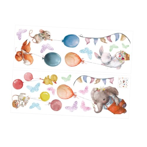 Didiseaon 2 Blätter PVC Wandsticker Tiere mit Ballon motiv Selbstklebendes Wasserfestes Kinderzimmer Wandtattoo Langlebige Deko für Schlafzimmer Babyzimmer und Kreative DIY Wandgestaltung von Didiseaon