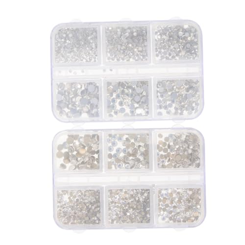 Didiseaon 2 Boxen Nail-art-zubehör Kreis Perlen Drücken Sie Die Nägel Quadratisch Nagelkunst-edelsteine Dekorationen Uv-nagellack Hotfix Socken-schmuckanhänger Reiz Zehennägel Strasssteine von Didiseaon