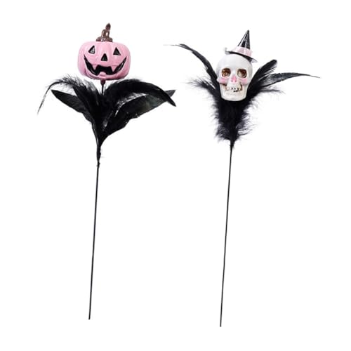 Didiseaon 2 Stück Halloween Künstliche Blumenzweige mit Schädelkopf Dekorative Gruselige Stiele Langlebig und Realistisch für Tischdekoration Party Haunted-House-deko von Didiseaon
