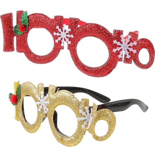 Didiseaon 2 Stück Weihnachtsbrille Mit Glitzerndem Rahmen Urlaubsparty-Brille Schneeflocken-Kostüm-Brille Lustige Weihnachts-Foto-Requisiten Brillen Weihnachts-Party-Dekorationen Zubehör von Didiseaon