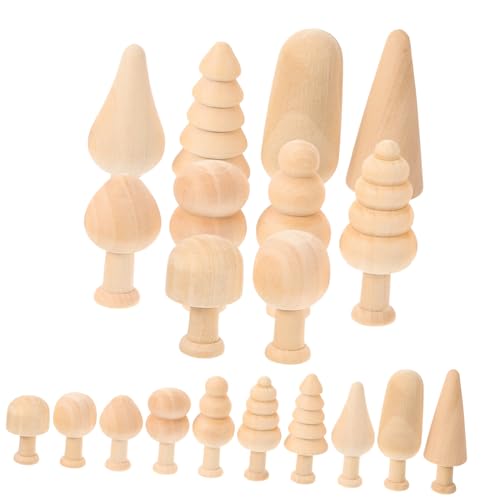 Didiseaon 20 Stück Graffiti -Ornamente Material Mini-Baum Malerei Dekoration klein künstlich Kind Holzbaum Dekoration Unvollendete Holzhandwerk Holzbaum für DIY holz bäume dekorationen Beige von Didiseaon