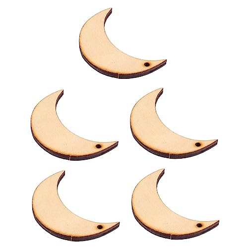 Didiseaon 20 Stück Holzmond Chips In Mondform Dekoration Weihnachtsornament Rohlinge Geformt Für Kinderzimmer Gartengirlande Monddekor Baumstumpf DIY Dekoration Zuhause von Didiseaon