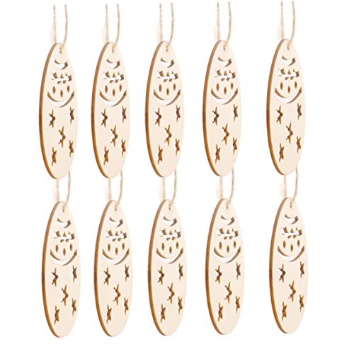 Didiseaon 20 Stück Osterei-Anhänger klein Festival Wandbehänge Verzierungen hängend easter teigroller ostern garden decoration Hausdekoration Partyschmuck Osterei-Dekorationen Hölzern Beige von Didiseaon