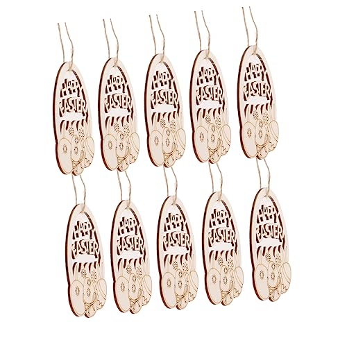 Didiseaon 20 Stück Osterei-Dekorationen hängend schmücken Schild geformt Wandbehänge Makramee easter teigroller ostern Frühlingsdekoration Osterfest house decoration Partyschmuck Hölzern von Didiseaon