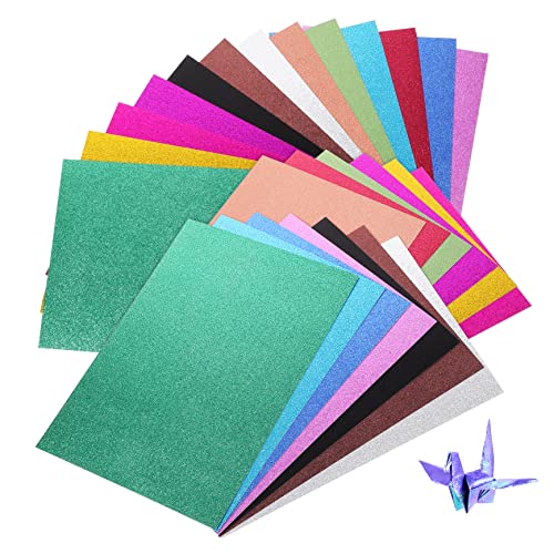 Didiseaon 26 Blatt Glitzer Karton Buntes Glitzerpapier für Basteln Origami Bastelprojekte Bastelpapiere in Pastellfarben für Schule Büro DIY von Didiseaon