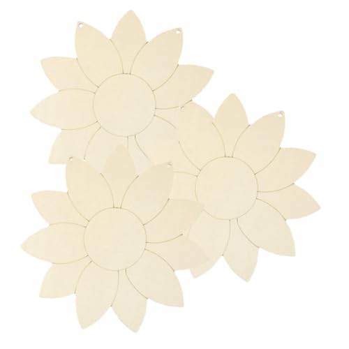 Didiseaon 3 Stück Teiliges Sonnenblumen Holzscheiben Unbehandelte DIY Holzdekorationen Glatte Oberfläche Originelles Basteln Kunstprojekte von Didiseaon
