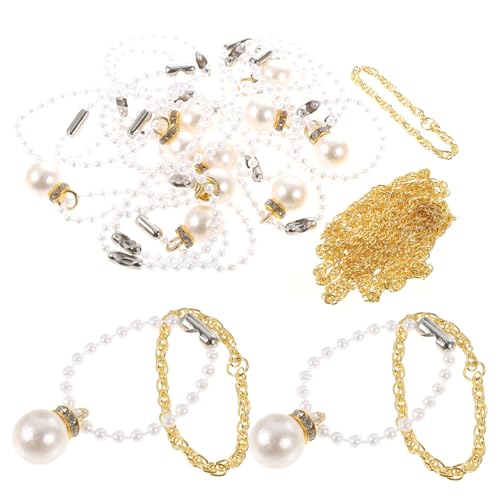 Didiseaon 30 Stück Teiliges Mini schmuckset für Puppen halsketten in Gold Perlen und Anhängern Bastelspielzeug für Mädchen Schmuck DIY Zubehör Geschenk für Kleine Mädchen Ab Jahren von Didiseaon
