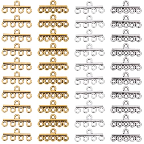 Didiseaon 40 Stück Teiliges DIY Schmuck Verschluss Langlebige Halsketten Armbandverschlüsse Vier Fünfreihig in Antik Silber und Gold für Individuellen Schmuckbau und Kreative Bastelprojekte von Didiseaon