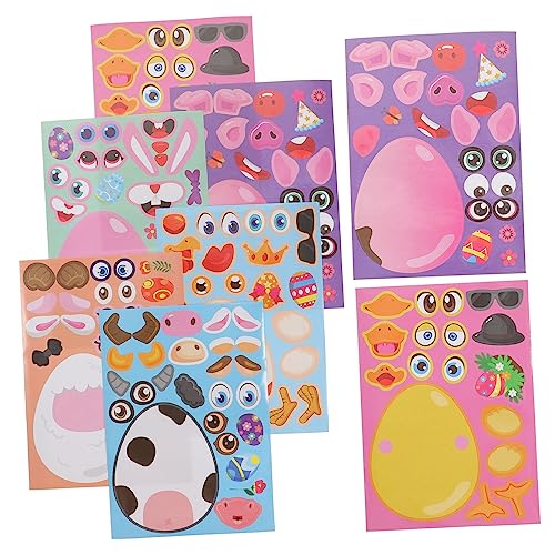 Didiseaon 48 Blatt DIY Ostereier Sticker mit Niedlichen Cartoon-Motiven Selbstklebende Bastelaufkleber für Osterdeko Kreative Make-face Aufkleber für Spaß und Spiele von Didiseaon