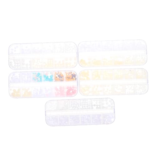 Didiseaon 5 Boxen Perlen Nagelkunst Dekoration Maniküre Zubehör Gemischte Perlenschmuckelemente für Nageldesign Langlebig und Elegant Besondere Anlässe und Diy Maniküre von Didiseaon