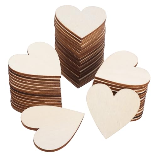 Didiseaon 50 Stück Holzherzen Herzform Holzscheiben Unbearbeitet zum Basteln Dekoherzen für DIY Handwerk Hochzeit Tischdeko Streuteile aus Sicherem Holzmaterial von Didiseaon