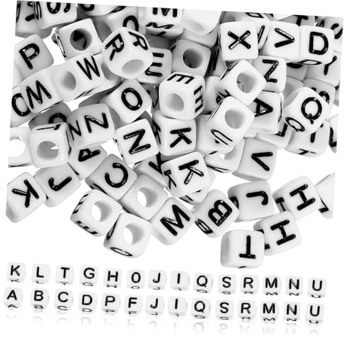 Didiseaon 500 Stück Acryl Buchstabenperlen Schwarze und Weiße Buchstaben DIY Schmuckherstellung Perlen zum Auffädeln für Armbänder Halsketten Bastelperlen Zubehör von Didiseaon
