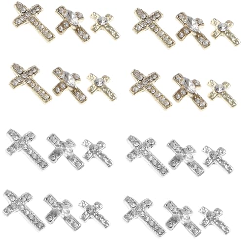 Didiseaon 60 Stück Cross-Nagellack nail decoration nägel deko maniküre set Legierungs-Strassanhänger Nagelschmuck Edelsteine Strassnagelzauber Anhänger für Nägel Nail-Art-Charme Strasssteine von Didiseaon