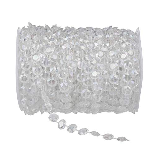 Didiseaon Beads Zubehör 10 Meter Verbindungsperlen, flache Perle dekorative Perle String für Verwendet für DIY Hochzeit Mitte Tischdecke, Vorhänge, romantische Landschaft (Transparent) von Didiseaon