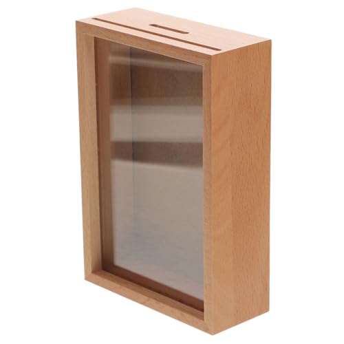 Didiseaon Holz Spardose mit Transparentem Rahmen Multifunktionale Münzbox als Bilderrahmen und Dekoratives Sparschwein für Wohnzimmer Schlafzimmer Langlebig und Wiederverwendbar von Didiseaon