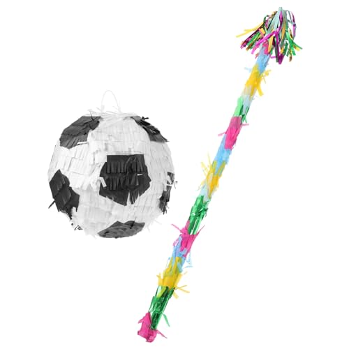 Didiseaon 1 Satz Piñata-Zubehör Fußball-Pinata-Ball sportliche Piñata Ornament Spielzeug Randbereich kinder fußball Pinata-Dekor in Fußballform lustiger Piñata-Stick Junge von Didiseaon