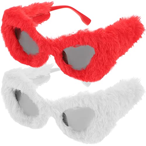 Didiseaon 2st Plüschbrille Fuzzy-sonnenbrille Für Flippige Brille Plüsch Fuzzy-eye-sonnenbrille Cat-eye-sonnenbrille Pelzige 70er - -sonnenbrille Herzförmig Kind Flanell Lieferungen von Didiseaon