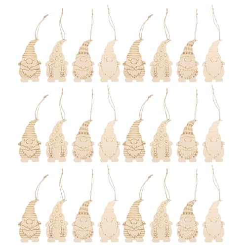 Didiseaon Zwerg unlackierte Holzausschnitte: 40 Stück Weihnachten DIY Malerei Holzhandwerk unlackiertes Holz hängende Ornamente für Weihnachtsbaumschmuck von Didiseaon