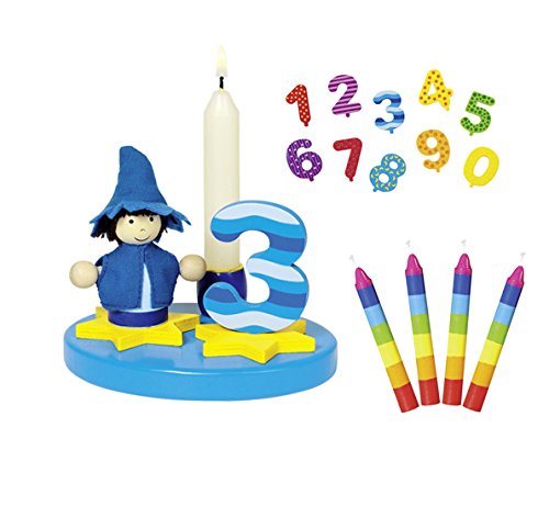 Goki Geburtstagskind Kleiner Junge Geburtstagsmännchen Zahlen 1-9+0 10 Kerzen bunt - Die LuLuGoS