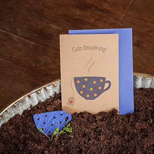 Genesungswünsche - Klappkarte "Gute Besserung" - Die Teetasse ist aus Saatpapier und enthält Wildblumensamen - Blumen & Grußkarte in einem Genesungswünsche - Klappkarte "Gute Besserung" - Die Teetasse ist aus Saatpapier und enthält Wildblumensamen - Blumen & Grußkarte in einem von Die Stadtgärtner