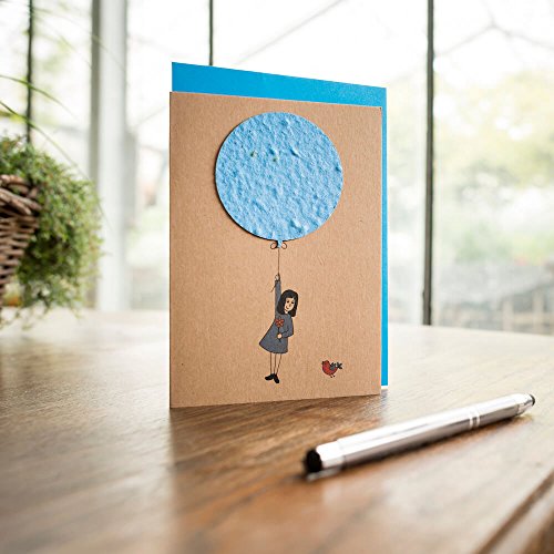 Klappkarte Ballonflug - Recycelte Kraftkartonkarte mit handgeschöpftem Wildblumen-Saatpapier Klappkarte Ballonflug - Recycelte Kraftkartonkarte mit handgeschöpftem Wildblumen-Saatpapier von Die Stadtgärtner