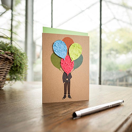 Klappkarte Ballonstrauß - Recycelte Kraftkartonkarte mit handgeschöpftem Wildblumen-Saatpapier Klappkarte Ballonstrauß - Recycelte Kraftkartonkarte mit handgeschöpftem Wildblumen-Saatpapier von Die Stadtgärtner