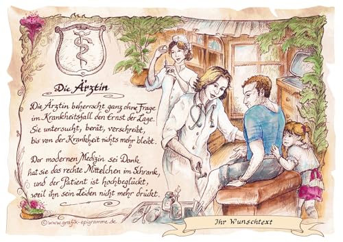 Die Staffelei Geschenk Ärztin/Witziges Gedicht mit liebevoller Zeichnung auf hochwertigem Papier/besondere Geschenkidee für die Ärztin von Die Staffelei