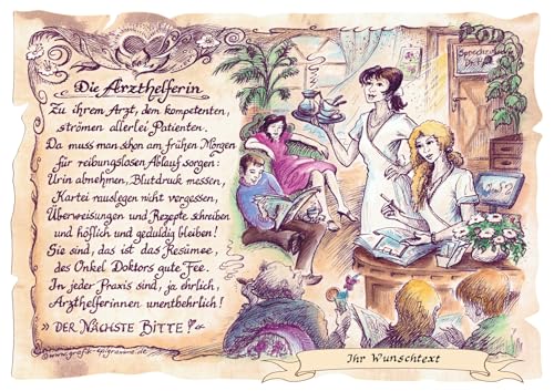 Die Staffelei Geschenk Arzthelferin/Witziges Gedicht mit liebevoller Zeichnung auf hochwertigem Papier/besondere Geschenkidee für die Arzthelferin (personalisiert) von Die Staffelei