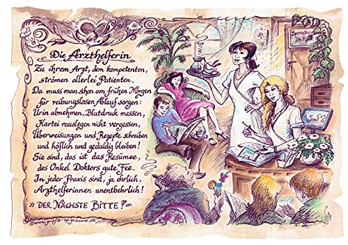 Die Staffelei Geschenk Arzthelferin Krankenschwester Präsent Jubiläum Geschenke Gedicht (A4 (29,7cm x 21cm), nicht personalisiert) von Die Staffelei