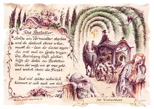 Die Staffelei Geschenk Bestatter/Witziges Gedicht mit liebevoller Zeichnung auf hochwertigem Papier/besondere Geschenkidee für den Bestatter (mit Wunschtext) von Die Staffelei