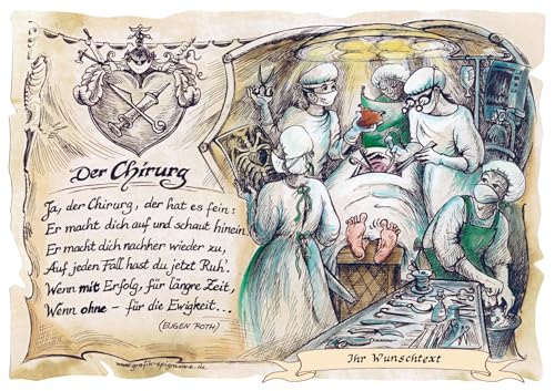 Die Staffelei Geschenk Chirurg/Witziges Gedicht mit liebevoller Zeichnung auf hochwertigem Papier/besondere Geschenkidee für den Chirurgen Die Staffelei Geschenk Chirurg/Witziges Gedicht mit liebevoller Zeichnung auf hochwertigem Papier/besondere Geschenkidee für den Chirurgen von Die Staffelei