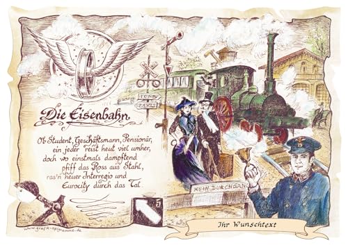 Die Staffelei Geschenk Eisenbahn/Witziges Gedicht mit liebevoller Zeichnung auf hochwertigem Papier/besondere Geschenkidee für den Eisenbahner (mit Wunschtext) Die Staffelei Geschenk Eisenbahn/Witziges Gedicht mit liebevoller Zeichnung auf hochwertigem Papier/besondere Geschenkidee für den Eisenbahner (mit Wunschtext) von Die Staffelei