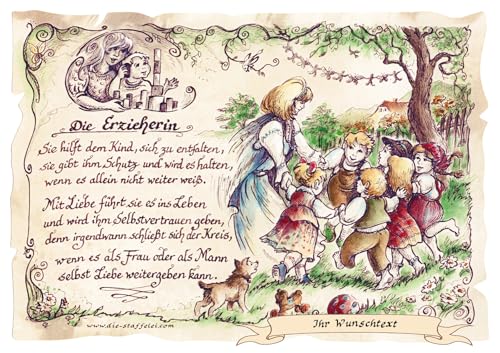 Die Staffelei Geschenk Erzieherin/Witziges Gedicht mit liebevoller Zeichnung auf hochwertigem Papier/besondere Geschenkidee für die Erzieherin von Die Staffelei