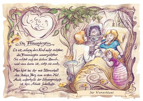 Die Staffelei Geschenk Frauenärztin/Witziges Gedicht mit liebevoller Zeichnung auf hochwertigem Papier/besondere Geschenkidee für die Frauenärztin von Die Staffelei