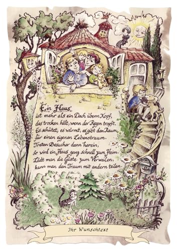 Die Staffelei Geschenk Haus/Witziges Gedicht mit liebevoller Zeichnung auf hochwertigem Papier/besondere Geschenkidee für die Hausbesitzer (mit Wunschtext) von Die Staffelei