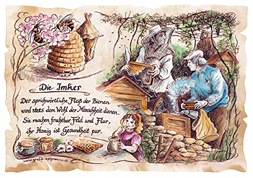 Die Staffelei Geschenk Imker/Witziges Gedicht mit liebevoller Zeichnung auf hochwertigem Papier/besondere Geschenkidee für den Imker (A4 (29,7cm x 21cm)) von Die Staffelei
