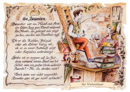 Die Staffelei Geschenk Beamte/Witziges Gedicht mit liebevoller Zeichnung auf hochwertigem Papier/besondere Geschenkidee für die Beamten (mit Wunschtext) Die Staffelei Geschenk Beamte/Witziges Gedicht mit liebevoller Zeichnung auf hochwertigem Papier/besondere Geschenkidee für die Beamten (mit Wunschtext) von Die Staffelei