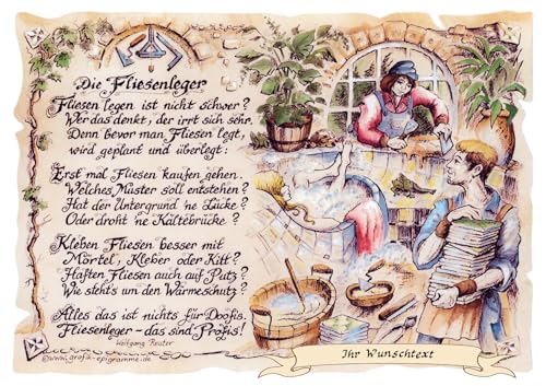 Die Staffelei Geschenk Fliesenleger/Witziges Gedicht mit liebevoller Zeichnung auf hochwertigem Papier/besondere Geschenkidee für den Fliesenleger (mit Wunschtext) Die Staffelei Geschenk Fliesenleger/Witziges Gedicht mit liebevoller Zeichnung auf hochwertigem Papier/besondere Geschenkidee für den Fliesenleger (mit Wunschtext) von Die Staffelei