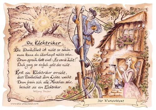 Die Staffelei Geschenk Elektriker/Witziges Gedicht mit liebevoller Zeichnung auf hochwertigem Papier/besondere Geschenkidee für den Elektriker Die Staffelei Geschenk Elektriker/Witziges Gedicht mit liebevoller Zeichnung auf hochwertigem Papier/besondere Geschenkidee für den Elektriker von Die Staffelei