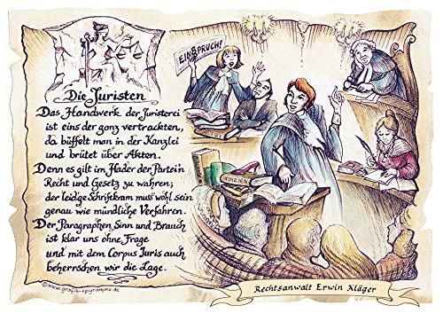 Die Staffelei Geschenk Karte A4 Juristen Jurist Richter Präsent Zeichnung Color, mit Personalisierung von Die Staffelei