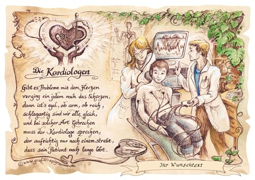 Die Staffelei Geschenk Kardiologie/Witziges Gedicht mit liebevoller Zeichnung auf hochwertigem Papier/besondere Geschenkidee für den Kardiologen (mit Wunschtext) von Die Staffelei