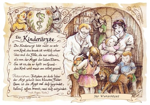 Die Staffelei Geschenk Kinderarzt/Witziges Gedicht mit liebevoller Zeichnung auf hochwertigem Papier/besondere Geschenkidee für den Kinderarzt (mit Wunschtext) von Die Staffelei