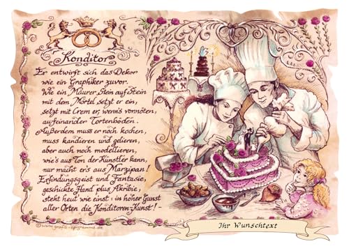 Die Staffelei Geschenk Konditor/Witziges Gedicht mit liebevoller Zeichnung auf hochwertigem Papier/besondere Geschenkidee für den Konditor Die Staffelei Geschenk Konditor/Witziges Gedicht mit liebevoller Zeichnung auf hochwertigem Papier/besondere Geschenkidee für den Konditor von Die Staffelei