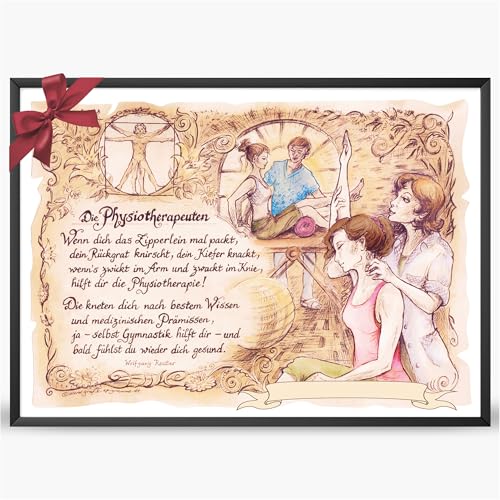Die Staffelei Geschenk Physiotherapeuten/Witziges Gedicht mit liebevoller Zeichnung auf hochwertigem Papier/besondere Geschenkidee für die Physiotherapie von Die Staffelei